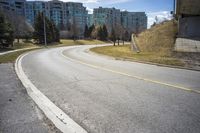 City Road Through Residential Area with Trees