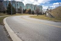 City Road Through Residential Area with Trees