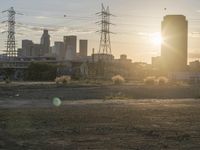 Los Angeles city skyline at dawn