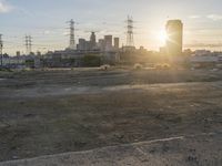 Los Angeles city skyline at dawn