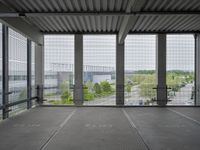 a photo taken from the inside out of an office building that has no walls, floor and window