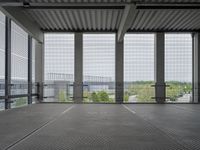 a photo taken from the inside out of an office building that has no walls, floor and window