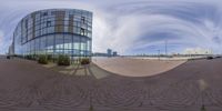 360 - view of a view in a circular panorama lens of the city street and buildings