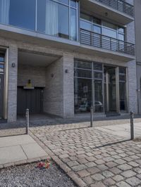 City Street: A Cobble Stone Road with Architectural Buildings