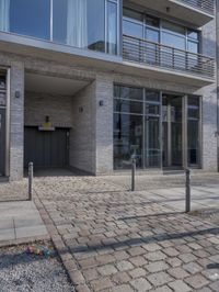 City Street: A Cobble Stone Road with Architectural Buildings