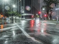 City Street Lights in Urban Rain 001