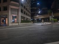 City Street at Night: Lights and Buildings