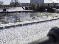 City Water Reflection: Winter View of Buildings