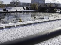 City Water Reflection: Winter View of Buildings