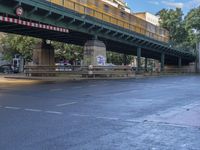 the view under the highway, on a rainy day of the city street and on the streets with buildings and bicycles