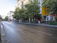 the view under the highway, on a rainy day of the city street and on the streets with buildings and bicycles