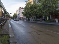 the view under the highway, on a rainy day of the city street and on the streets with buildings and bicycles