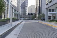 a walkway that is in front of some buildings in the city of chicago, illinois