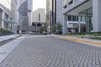 a walkway that is in front of some buildings in the city of chicago, illinois