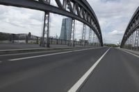 Cityscape of Frankfurt, Germany with architecture and bridge
