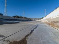 Cityscape of Los Angeles, California, USA with Concrete Streets and Water