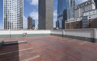 the large concrete deck has a parking lot that looks great in a city with tall buildings