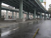 Cityscape of San Francisco with industrial buildings and a bridge