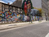 Classic Architecture in Berlin City with Graffiti Wall