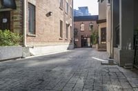 the brick walkways leading to the building have an arched window and light on them