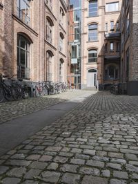 Classic Architecture in Cologne, Germany: Cobblestone Road