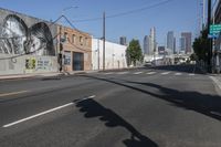 Los Angeles Urban Cityscape with Classic Architecture and Graffiti Wall