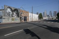 Los Angeles Urban Cityscape with Classic Architecture and Graffiti Wall