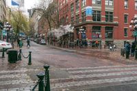 Classic Architecture in Wet Vancouver City on a Rainy Day