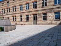 Berlin City Architecture: Classic Courtyard with Brick Walls and Clear Sky