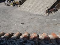 Classic Italian Plaza in Tuscany with Cobblestone Road