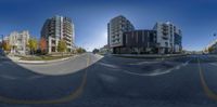 this is an image of two street images, taken from 360 - 360 glasses and on a clear sunny day