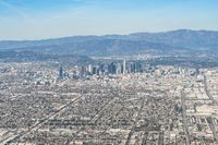 Aerial View of Los Angeles Cityscape with Modern Architecture and Clear Sky