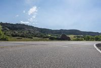 Clear Sky Curve on Asphalt Road