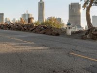 Clear Sky Day in California: Driving Along the Asphalt Road