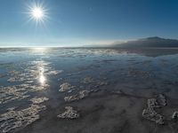 Clear Sky Landscape: Mountains and Salt Lake Views