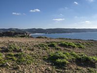 a dirt path leading to the shore line on the beach in the foreground is the coast