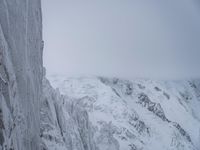 Cloudy Landscape: Gloomy Mountains Covered in Snow