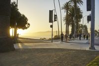 Coastal City at Dawn with Sunshine