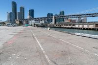 Coastal City: A Pier Overlooking the Ocean with Clear Sky