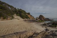 Coastal Landscape at Dawn: Majestic Mountains and Serene Shores