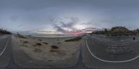 a fisheye lens showing a couple of skateboards flying high up in the air