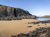 Coastal Landscape in Portugal: Beach and Rolling Waves