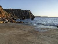 Coastal Landscape in Portugal at Dawn with Mountains