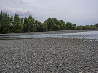 Coastal landscape with sand, water, and grass