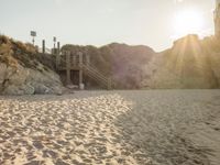 Coastal Landscape: Sandy Beaches and Towering Cliffs