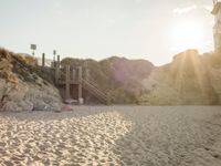 Coastal Landscape: Sandy Beaches and Towering Cliffs