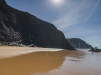 Coastal Portugal: Sunny Beach with Contrails