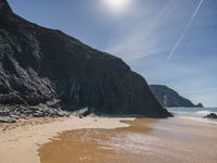 Coastal Portugal: Sunny Beach with Contrails