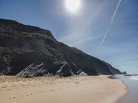 Coastal Portugal: Sunny Beach with Contrails