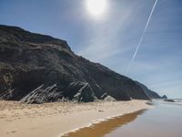 Coastal Portugal: Sunny Beach with Contrails
